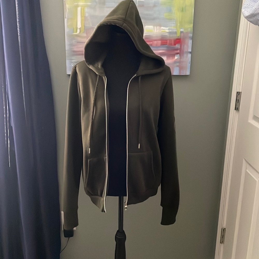 Green Hooded Bebe Zip Up Fleece Jacket